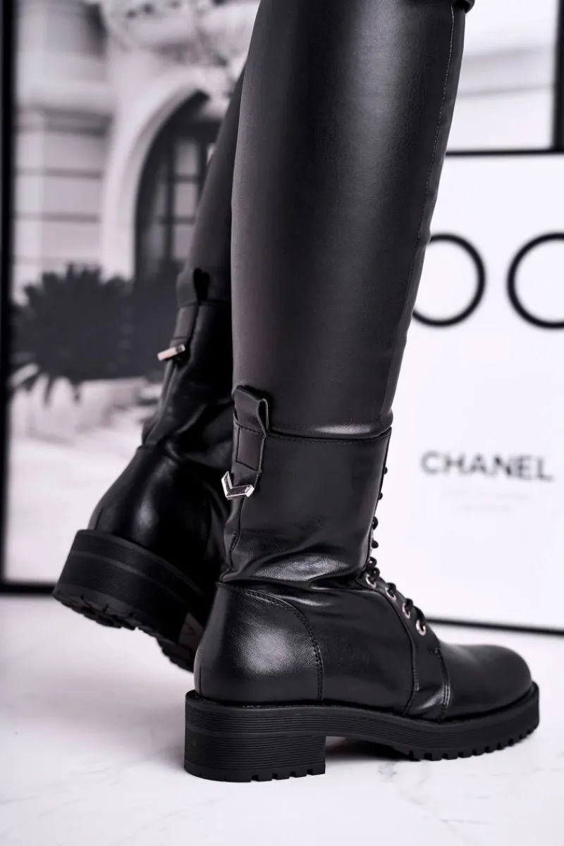 Sale Boto Damskie Botki Ocieplane Czarne Support Me