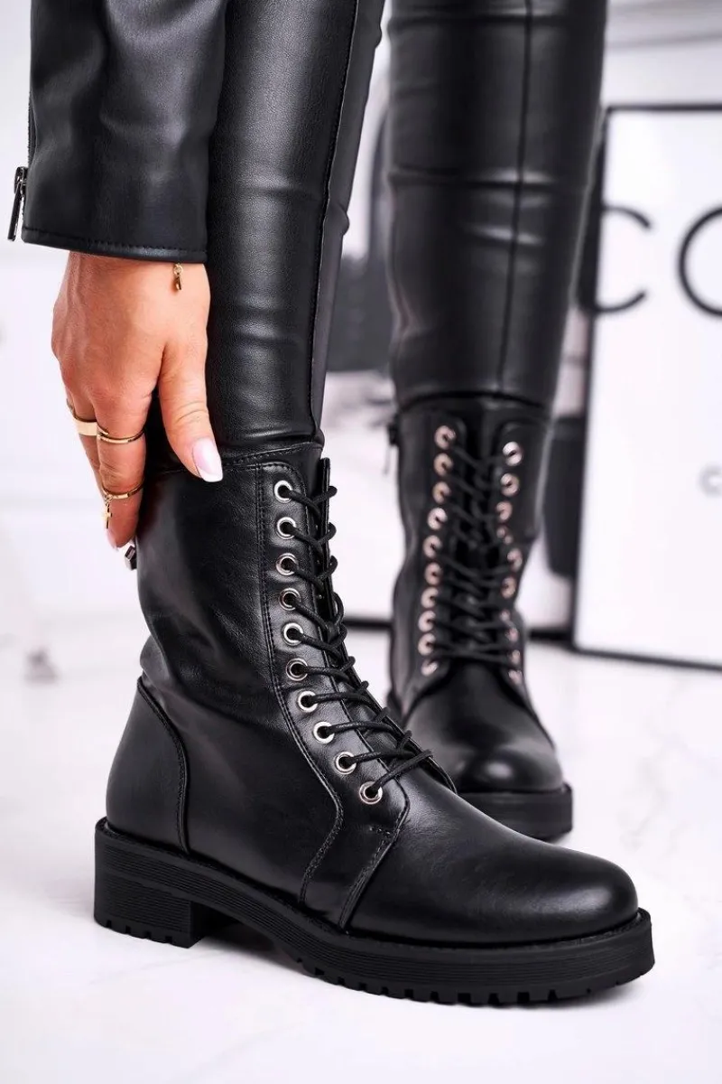 Sale Boto Damskie Botki Ocieplane Czarne Support Me