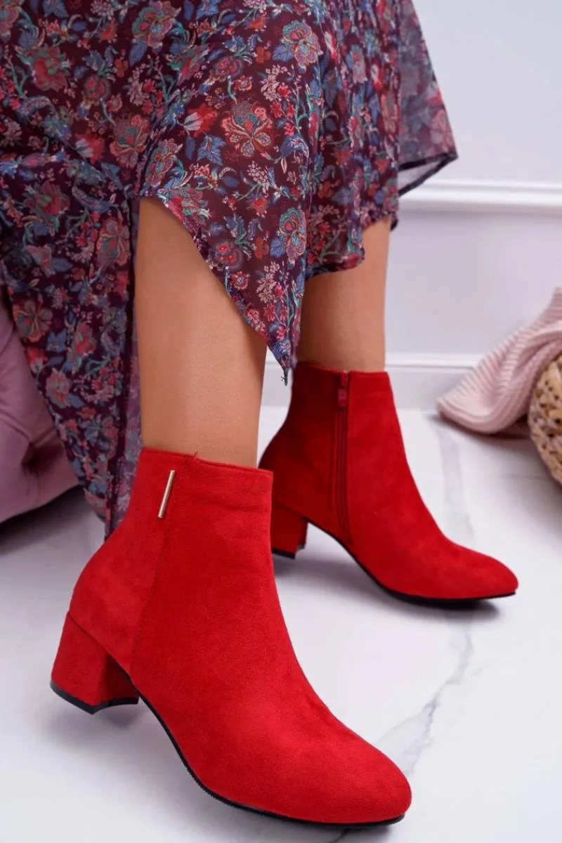 Best Boto Damskie Botki Ocieplane Czerwone Fiorelli