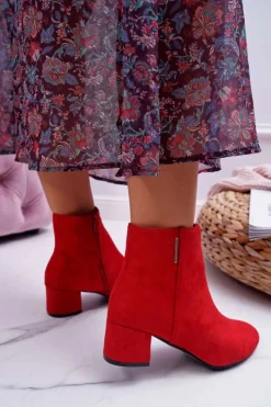 Best Boto Damskie Botki Ocieplane Czerwone Fiorelli