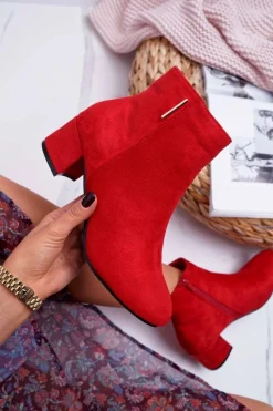 Best Boto Damskie Botki Ocieplane Czerwone Fiorelli