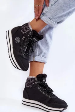 Trekkingowe Damskie|Botki Ocieplane>Lee Cooper Damskie Botki Ocieplane LCJ-22-31-1448 Czarne Czarny