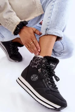 Trekkingowe Damskie|Botki Ocieplane>Lee Cooper Damskie Botki Ocieplane LCJ-22-31-1448 Czarne Czarny