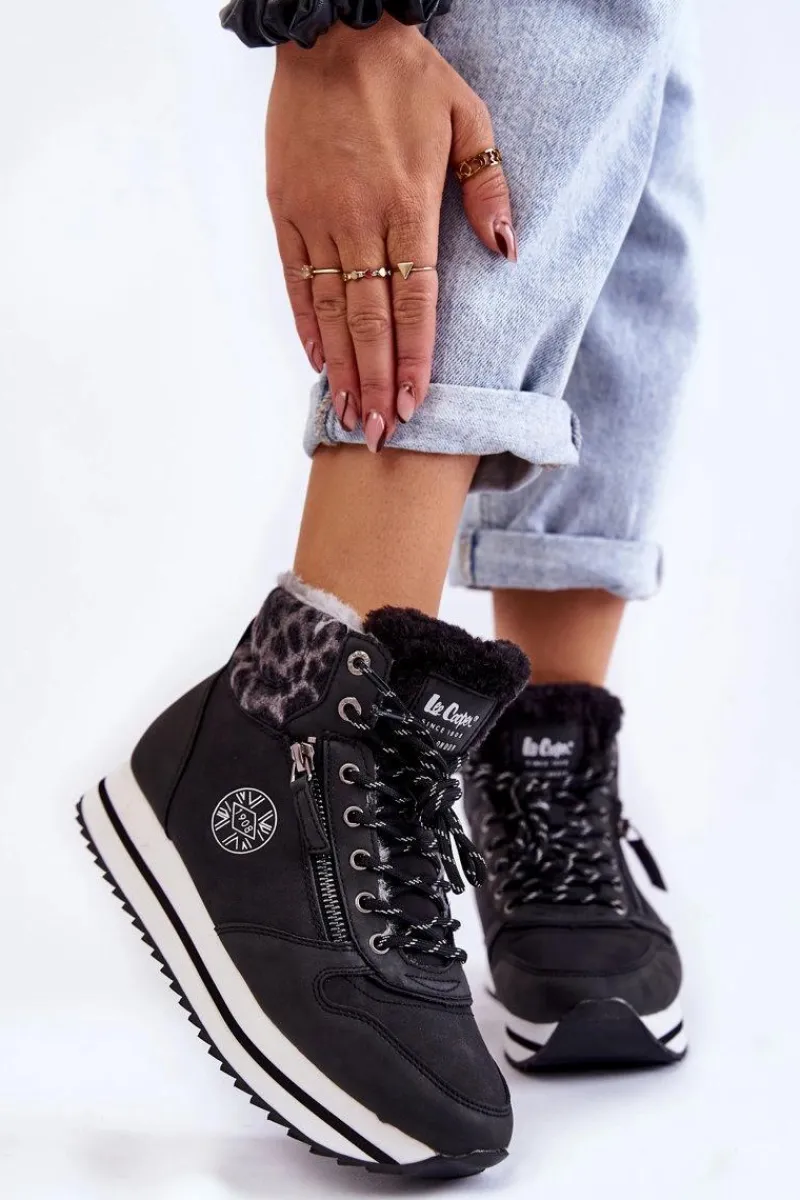 Trekkingowe Damskie|Botki Ocieplane>Lee Cooper Damskie Botki Ocieplane LCJ-22-31-1448 Czarne Czarny