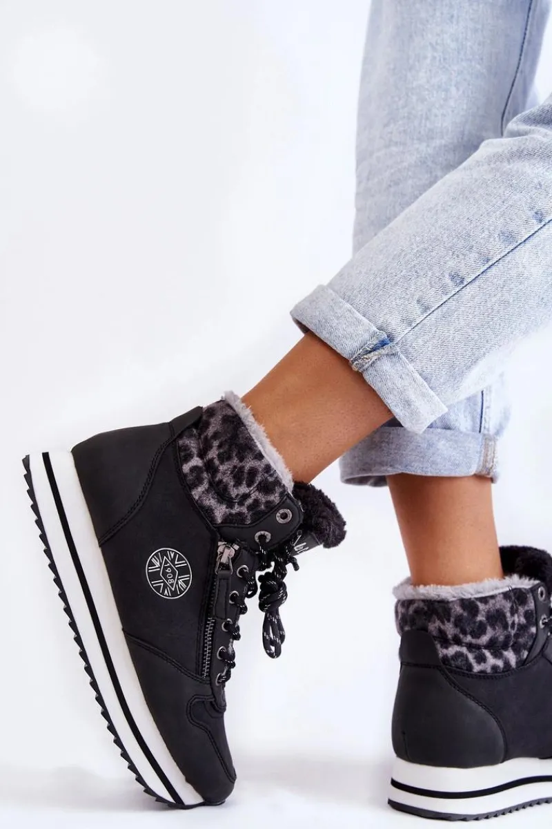 Trekkingowe Damskie|Botki Ocieplane>Lee Cooper Damskie Botki Ocieplane LCJ-22-31-1448 Czarne Czarny