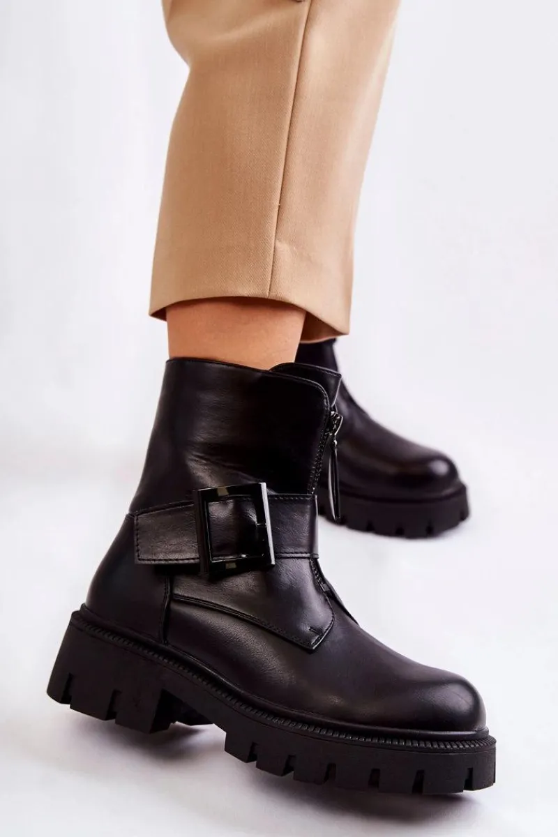 Hot Damskie Botki Ocieplane Na Suwak Czarne Torey Damskie Botki Ocieplane|Czarne Botki