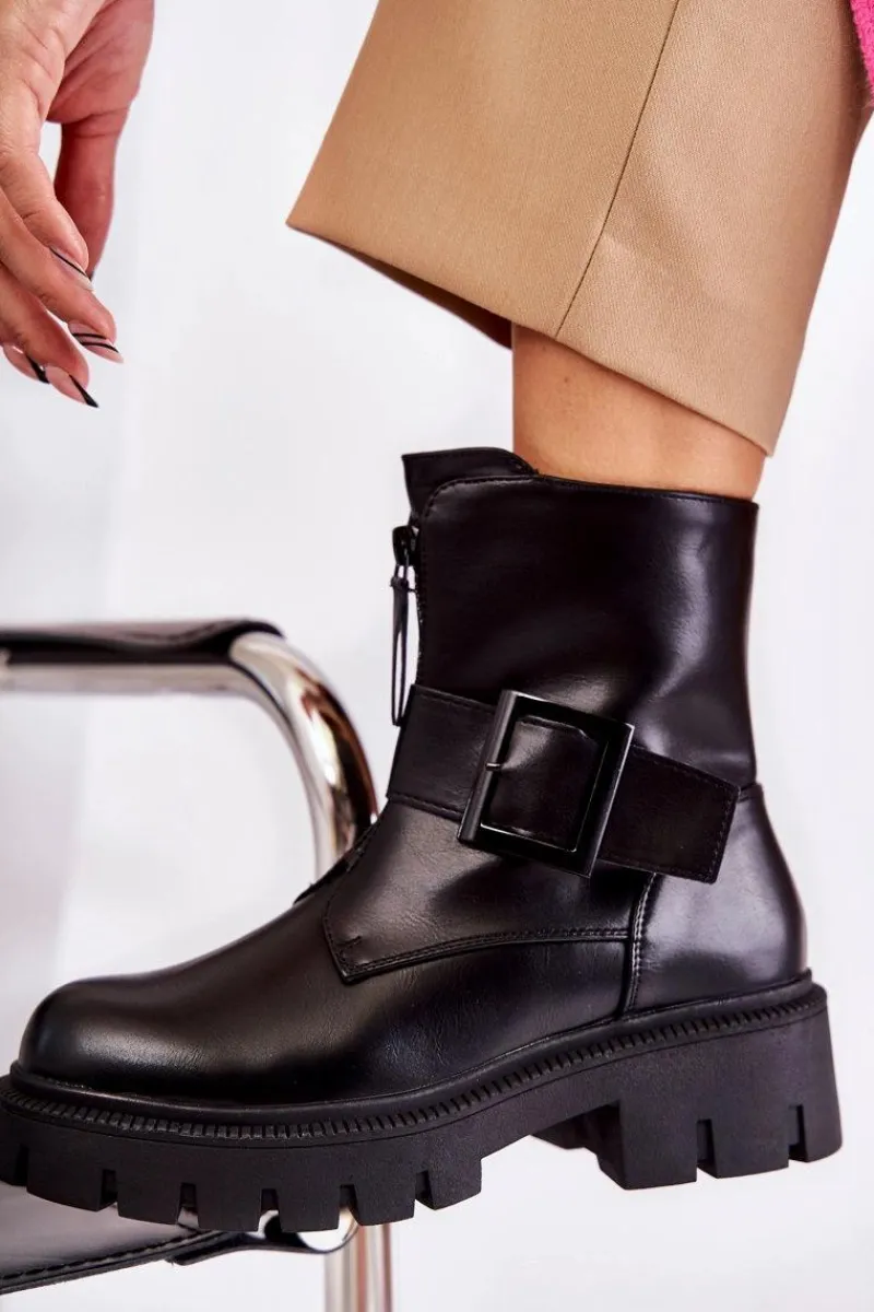 Hot Damskie Botki Ocieplane Na Suwak Czarne Torey Damskie Botki Ocieplane|Czarne Botki