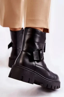 Hot Damskie Botki Ocieplane Na Suwak Czarne Torey Damskie Botki Ocieplane|Czarne Botki