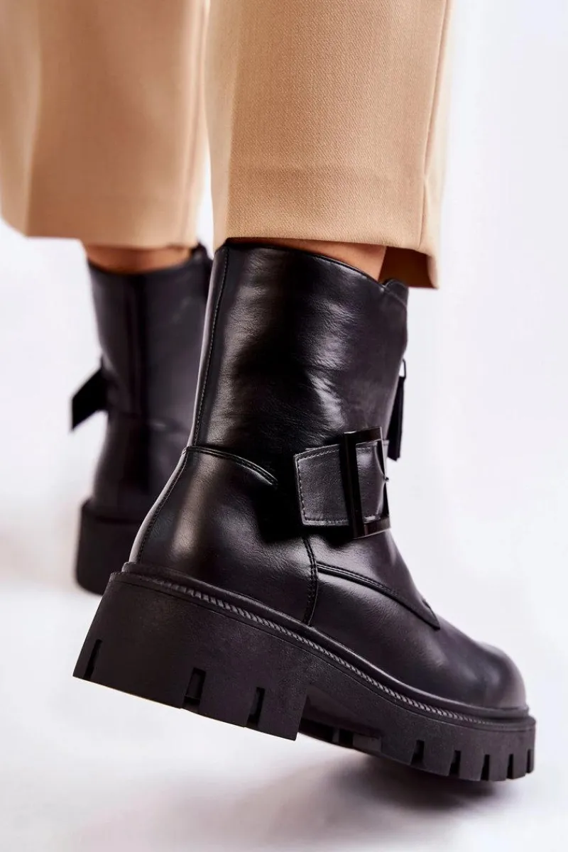 Hot Damskie Botki Ocieplane Na Suwak Czarne Torey Damskie Botki Ocieplane|Czarne Botki