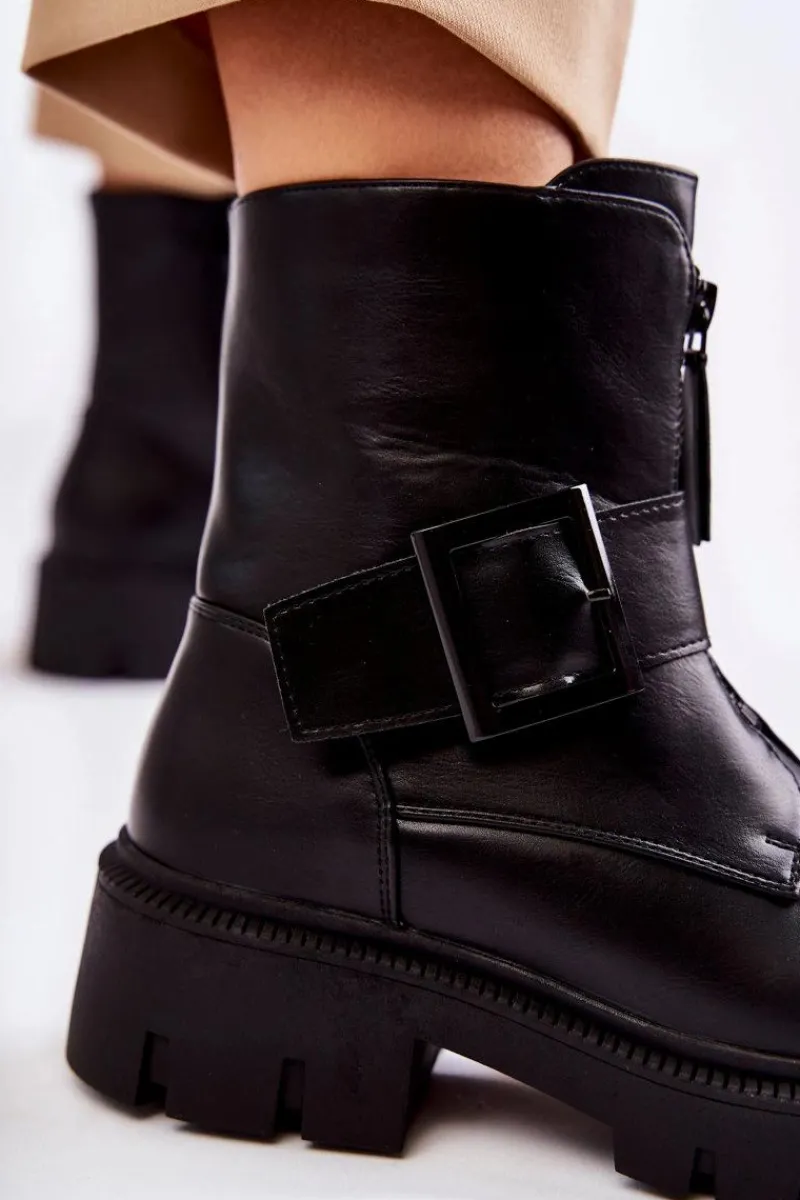 Hot Damskie Botki Ocieplane Na Suwak Czarne Torey Damskie Botki Ocieplane|Czarne Botki