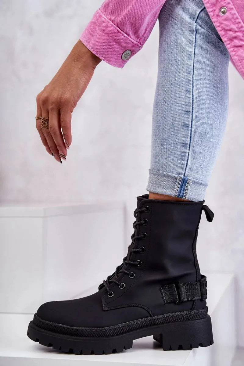 Online Damskie Botki Ocieplane Na Suwak Czarne Fabiola Damskie Botki Sznurowane|Czarne Botki