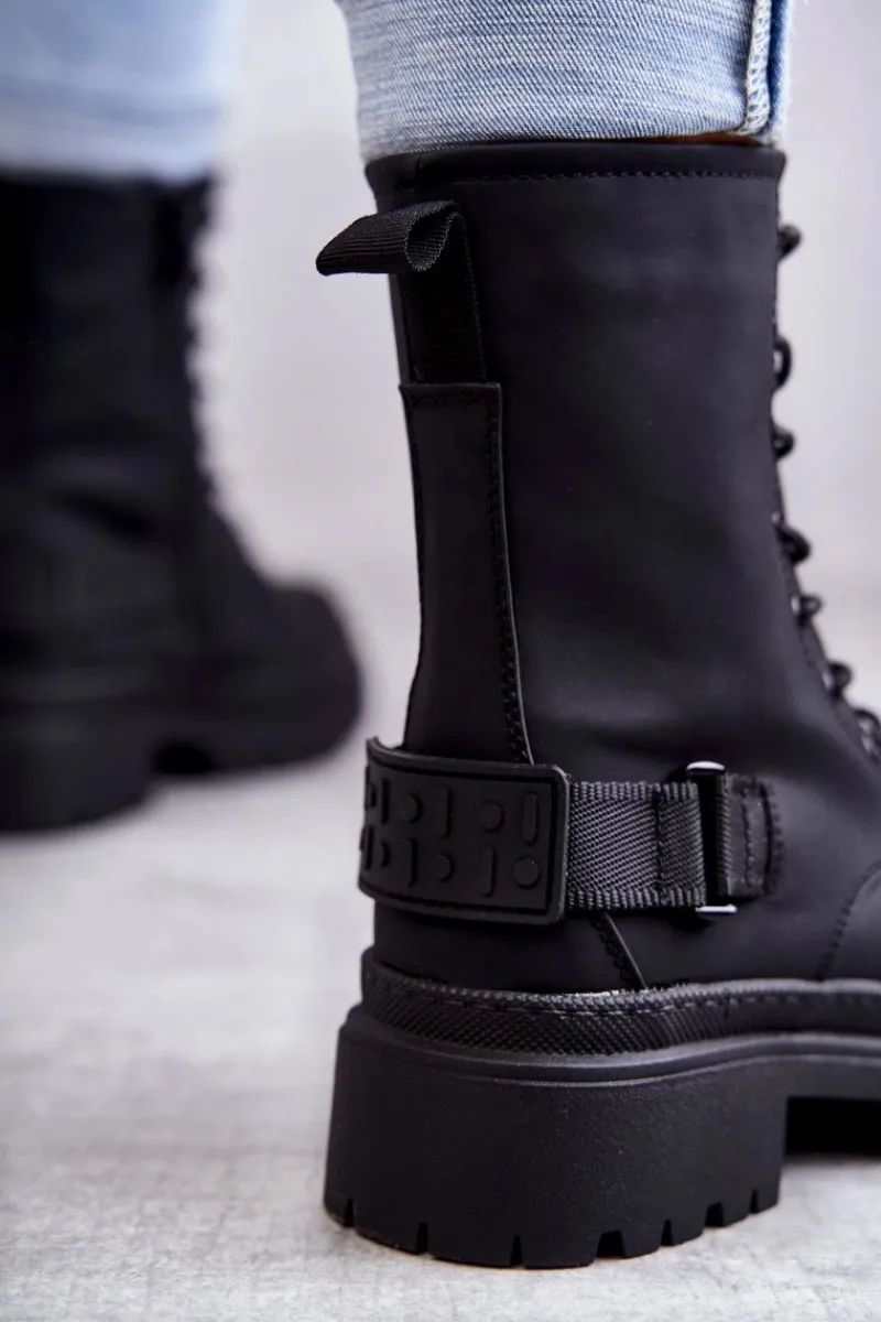 Online Damskie Botki Ocieplane Na Suwak Czarne Fabiola Damskie Botki Sznurowane|Czarne Botki