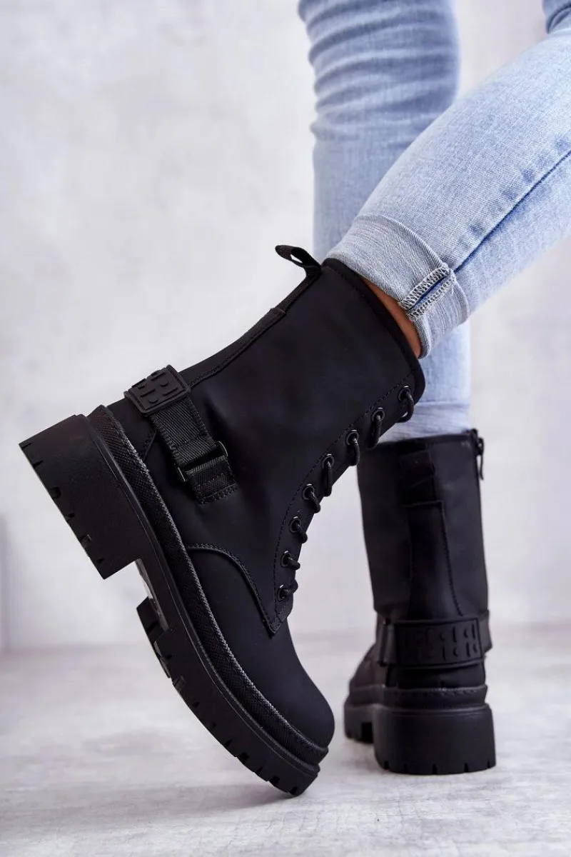 Online Damskie Botki Ocieplane Na Suwak Czarne Fabiola Damskie Botki Sznurowane|Czarne Botki