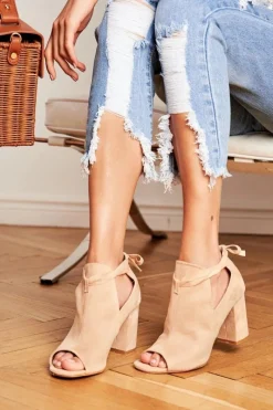 Sale Buty damskie Vinceza Damskie Botki Sandały Na Słupku Odkryte Palce Beżowe Grays