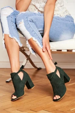 Discount Buty damskie Vinceza Damskie Botki Sandały Na Słupku Odkryte Palce Zielone Grays