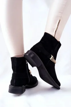 Online Boto Damskie Botki Skórzane Nicole Czarne Dome