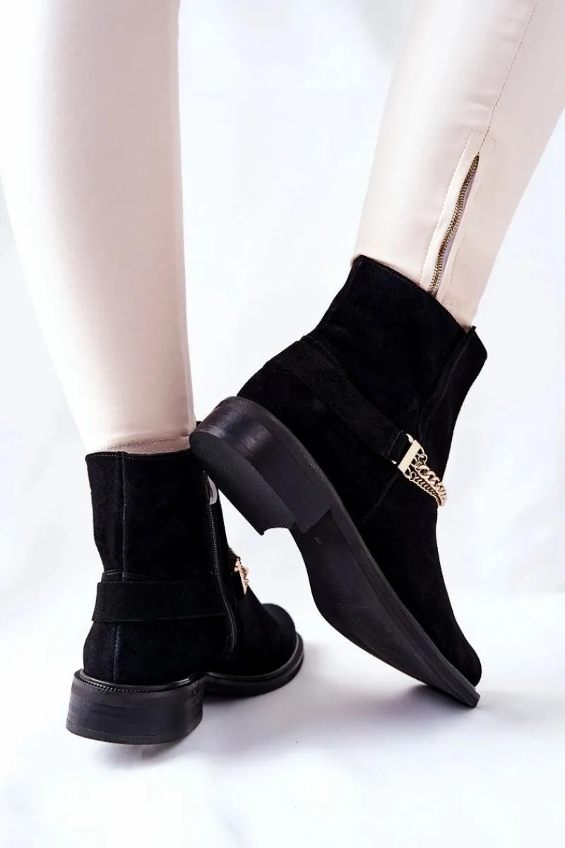 Online Boto Damskie Botki Skórzane Nicole Czarne Dome