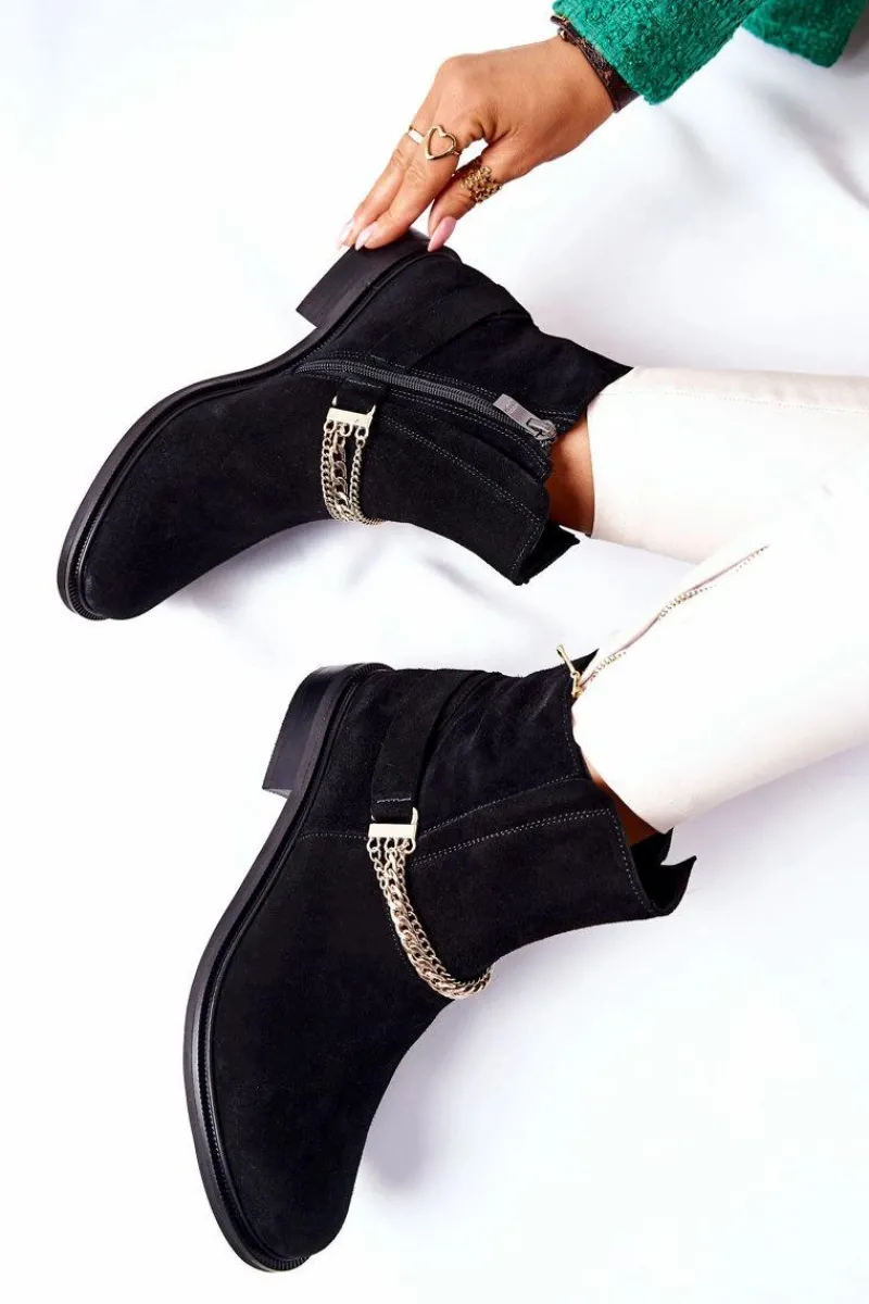 Online Boto Damskie Botki Skórzane Nicole Czarne Dome