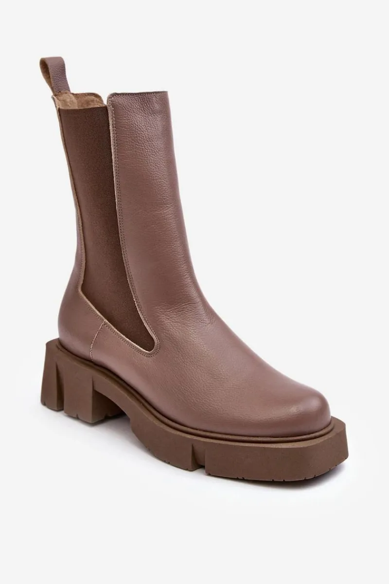 Botki Ocieplane|Botki Skórzane>Laura Messi Damskie Botki Sztyblety 2693/230 Brązowe Brązowy