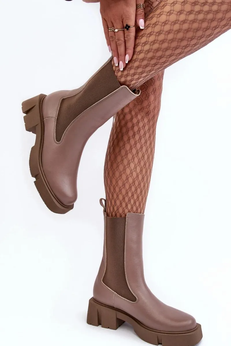 Botki Ocieplane|Botki Skórzane>Laura Messi Damskie Botki Sztyblety 2693/230 Brązowe Brązowy