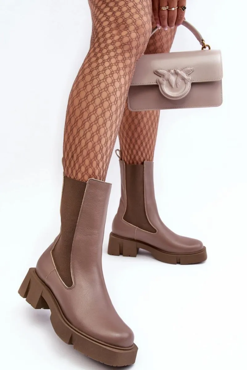 Botki Ocieplane|Botki Skórzane>Laura Messi Damskie Botki Sztyblety 2693/230 Brązowe Brązowy