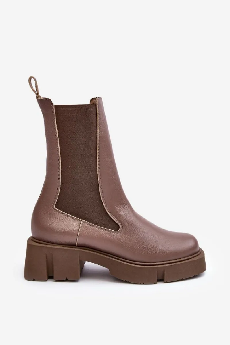 Botki Ocieplane|Botki Skórzane>Laura Messi Damskie Botki Sztyblety 2693/230 Brązowe Brązowy