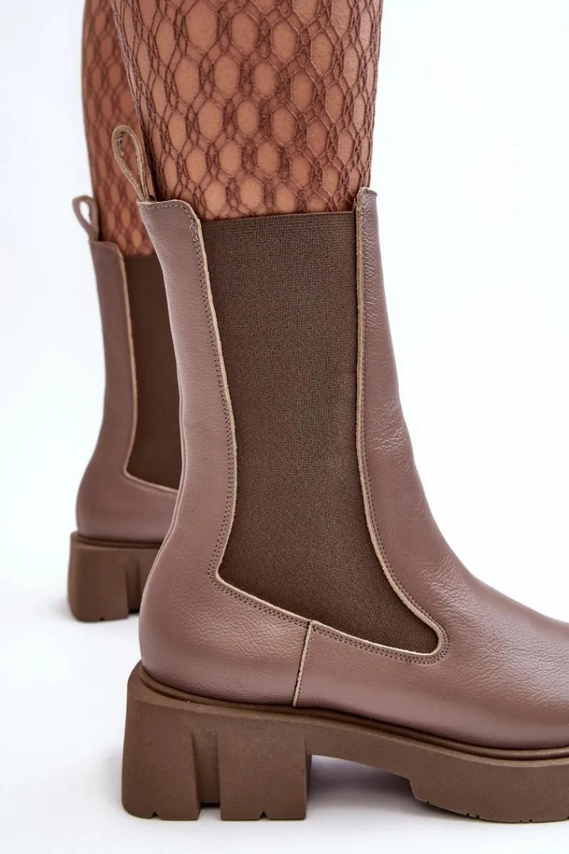 Botki Ocieplane|Botki Skórzane>Laura Messi Damskie Botki Sztyblety 2693/230 Brązowe Brązowy