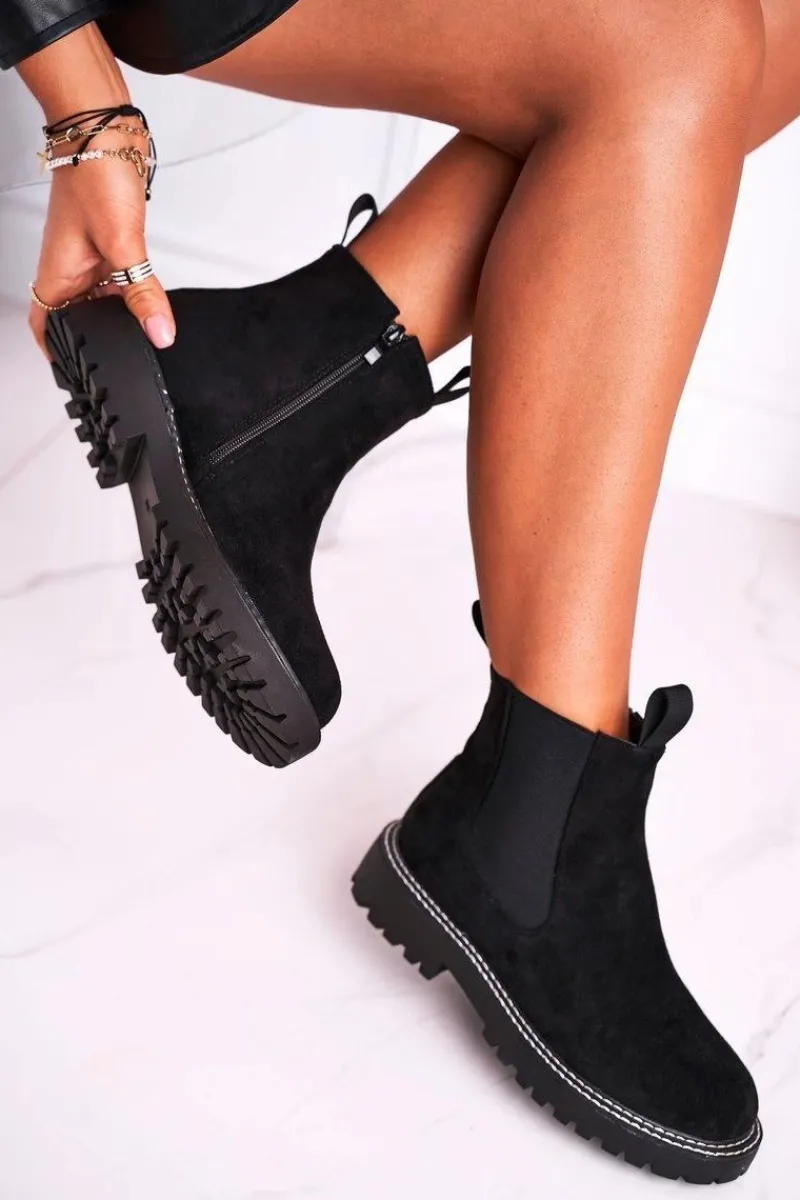 Outlet Damskie Botki Sztyblety Czarne Resist Damskie Czarne Botki|Botki Zimowe Damskie