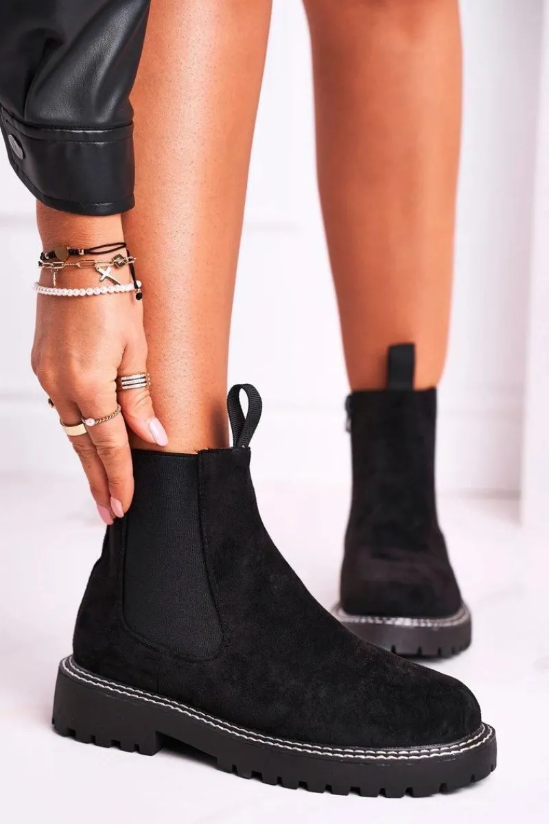 Outlet Damskie Botki Sztyblety Czarne Resist Damskie Czarne Botki|Botki Zimowe Damskie
