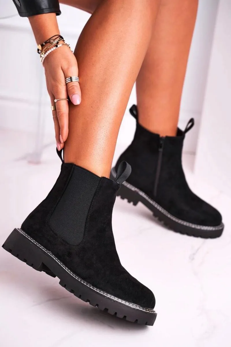 Outlet Damskie Botki Sztyblety Czarne Resist Damskie Czarne Botki|Botki Zimowe Damskie