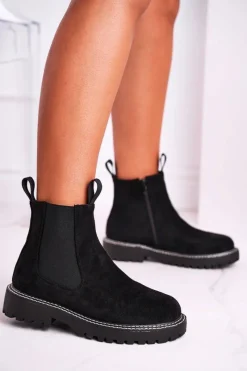 Outlet Damskie Botki Sztyblety Czarne Resist Damskie Czarne Botki|Botki Zimowe Damskie