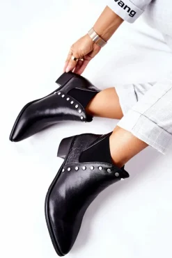 Best Boto Damskie Botki Sztyblety Na Obcasie Czarne Barretos