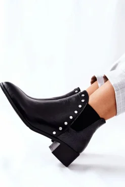 Best Boto Damskie Botki Sztyblety Na Obcasie Czarne Barretos