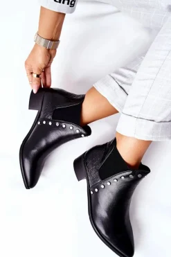 Best Boto Damskie Botki Sztyblety Na Obcasie Czarne Barretos