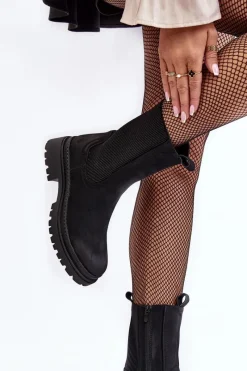 Best Evento Damskie Botki Sztyblety Na Suwak Czarne Samil