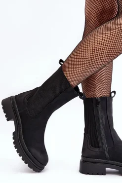 Best Evento Damskie Botki Sztyblety Na Suwak Czarne Samil