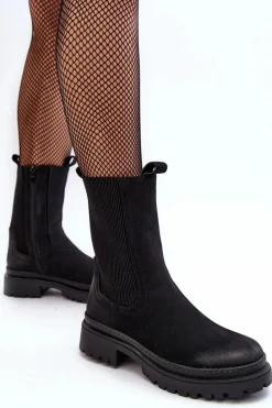 Best Evento Damskie Botki Sztyblety Na Suwak Czarne Samil