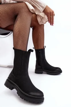 Best Evento Damskie Botki Sztyblety Na Suwak Czarne Samil