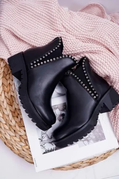 Hot Boto Damskie Botki Sztyblety Z Cyrkoniami Czarne Sissy