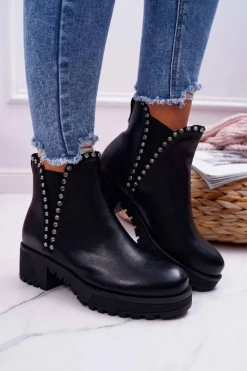 Hot Boto Damskie Botki Sztyblety Z Cyrkoniami Czarne Sissy