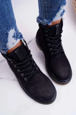 Hot Big Star Shoes Damskie Botki Trapery Big Star Czarne EE274014