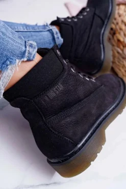 Hot Big Star Shoes Damskie Botki Trapery Big Star Czarne EE274014