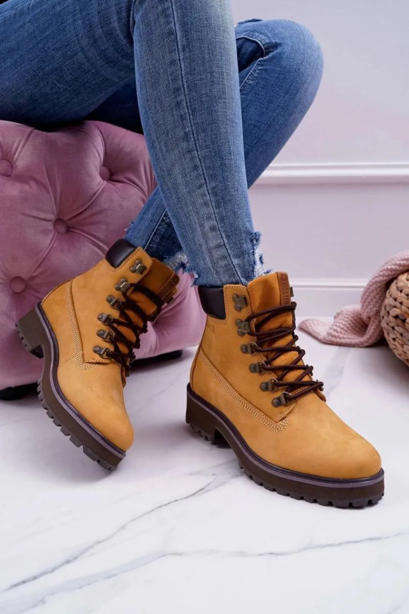 Damskie Trapery|Botki Sznurowane>Big Star Shoes Damskie Botki Trapery Big Star Camel EE274035
