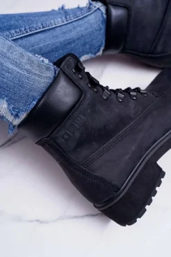 New Big Star Shoes Damskie Botki Trapery Big Star Czarne EE274033