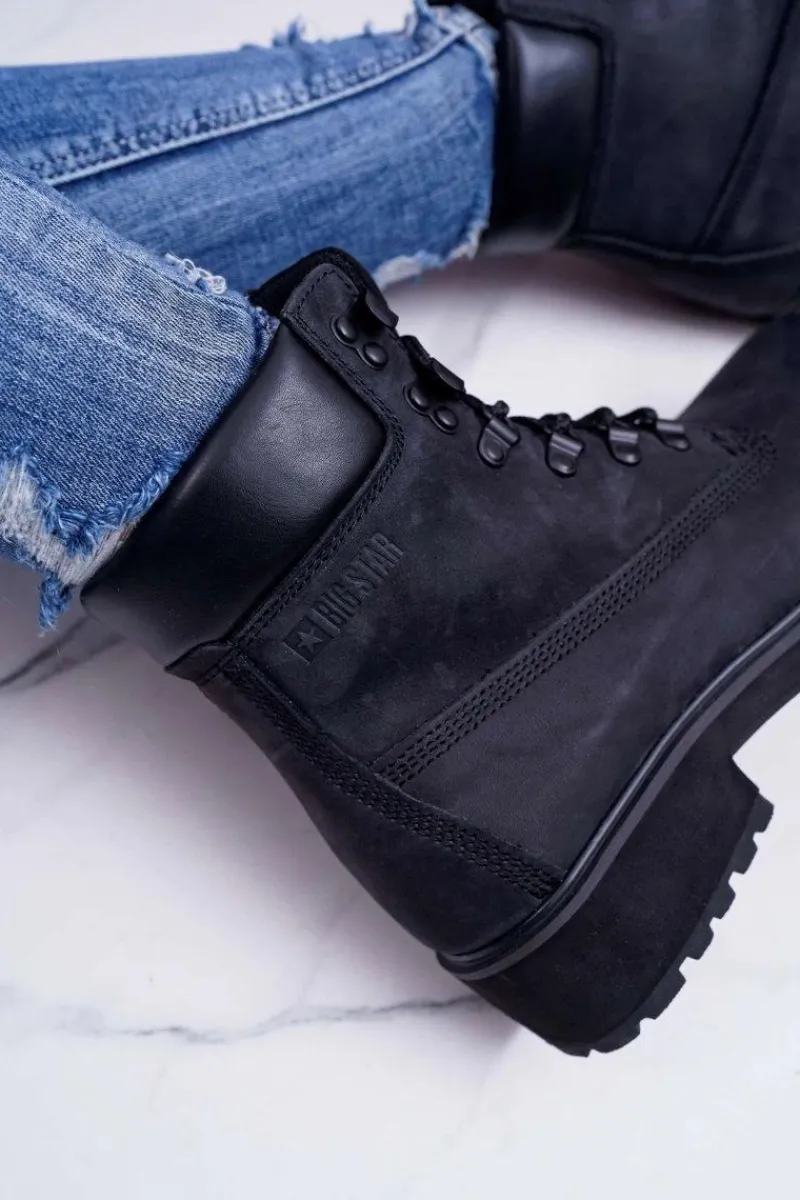 New Big Star Shoes Damskie Botki Trapery Big Star Czarne EE274033