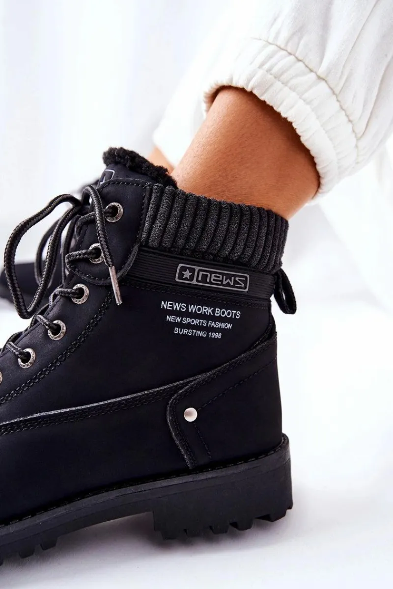 Hot Evento Damskie Botki Trapery Czarne Grunders Czarny