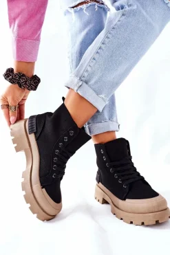 Discount Boto Damskie Botki Trapery Czarne Any One