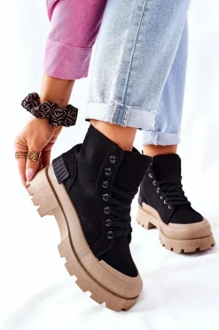 Discount Boto Damskie Botki Trapery Czarne Any One