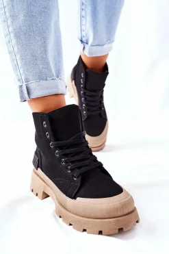 Discount Boto Damskie Botki Trapery Czarne Any One