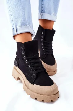 Discount Boto Damskie Botki Trapery Czarne Any One